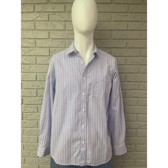 Johnson & Murphy Men Textured Checkered Long Sleeve Button Down Shirt Size L - Picture 1 of 11